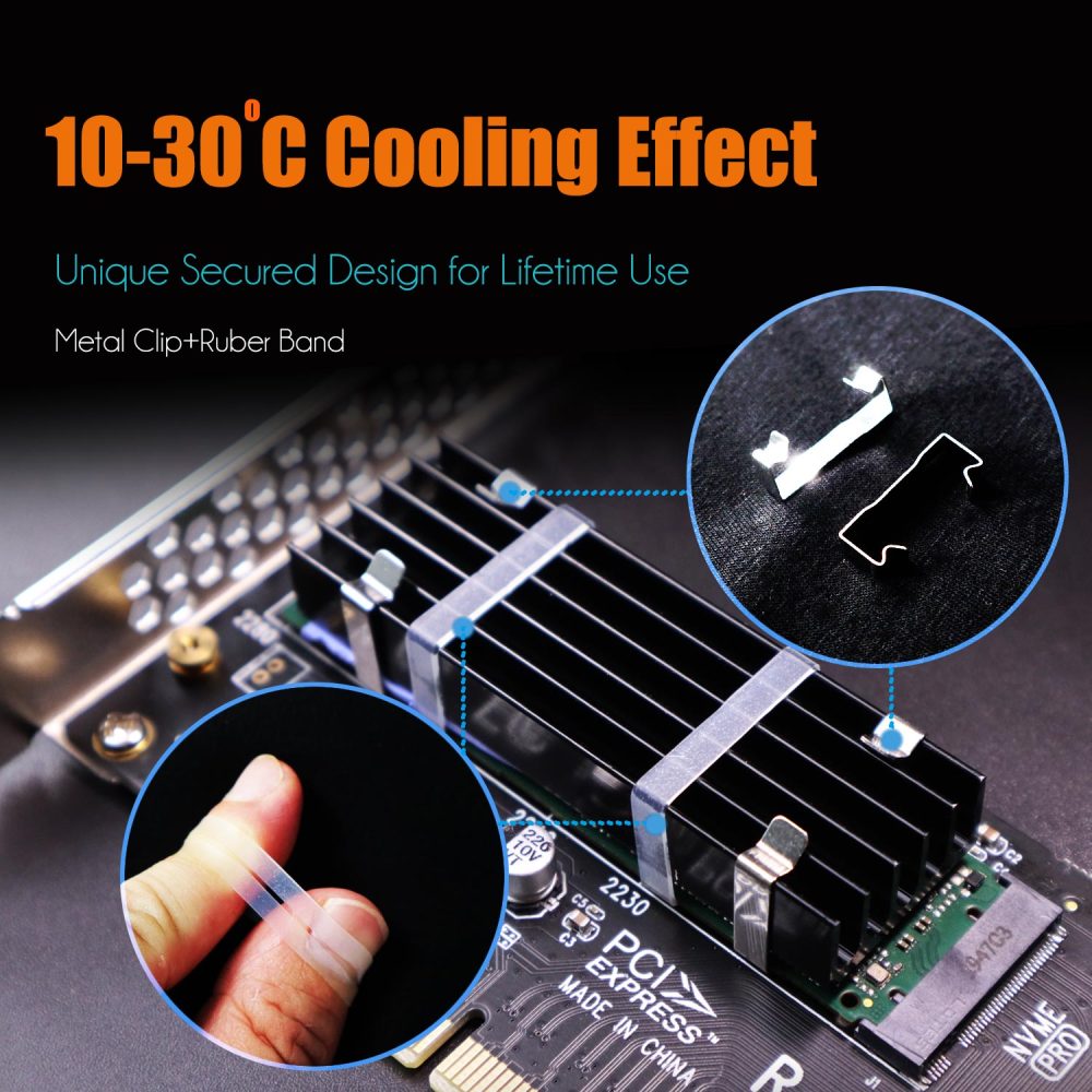 PA09-HS10 M.2 NVMe to PCIe 4.0 X4 Adapter with M.2 Heatsink for M.2 NVMe SSD