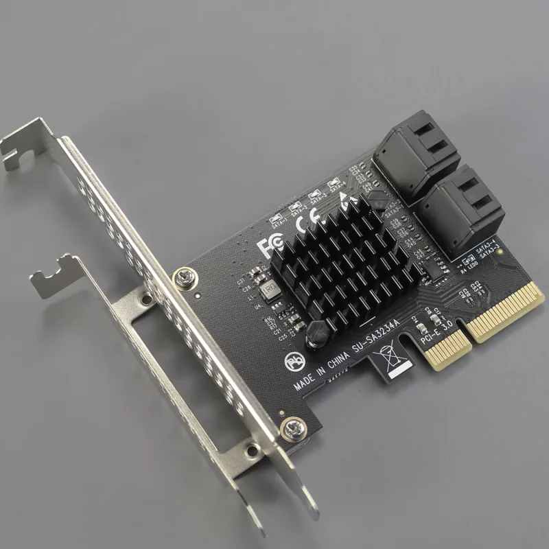 SA3234A 4-Ports PCIe X2 SATA 3.0 Expansion Card, Support OS Booting, Including SATA Cables and 1:5 SATA Splitter Power Cable, Compatible with Windows, Linux, Mac OS, NAS