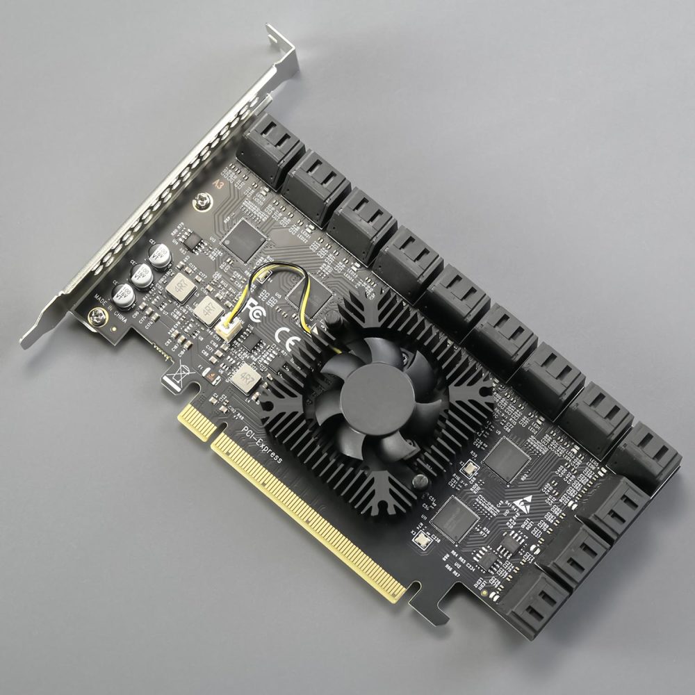 SA3824A 24-port PCIe 3.0 X8 SATA Expansion Card, Compatible with Windows,Linux,Mac OS,NAS