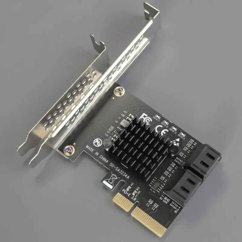 SA3234A 4-Ports PCIe X2 SATA 3.0 Expansion Card, Support OS Booting, Including SATA Cables and 1:5 SATA Splitter Power Cable, Compatible with Windows, Linux, Mac OS, NAS