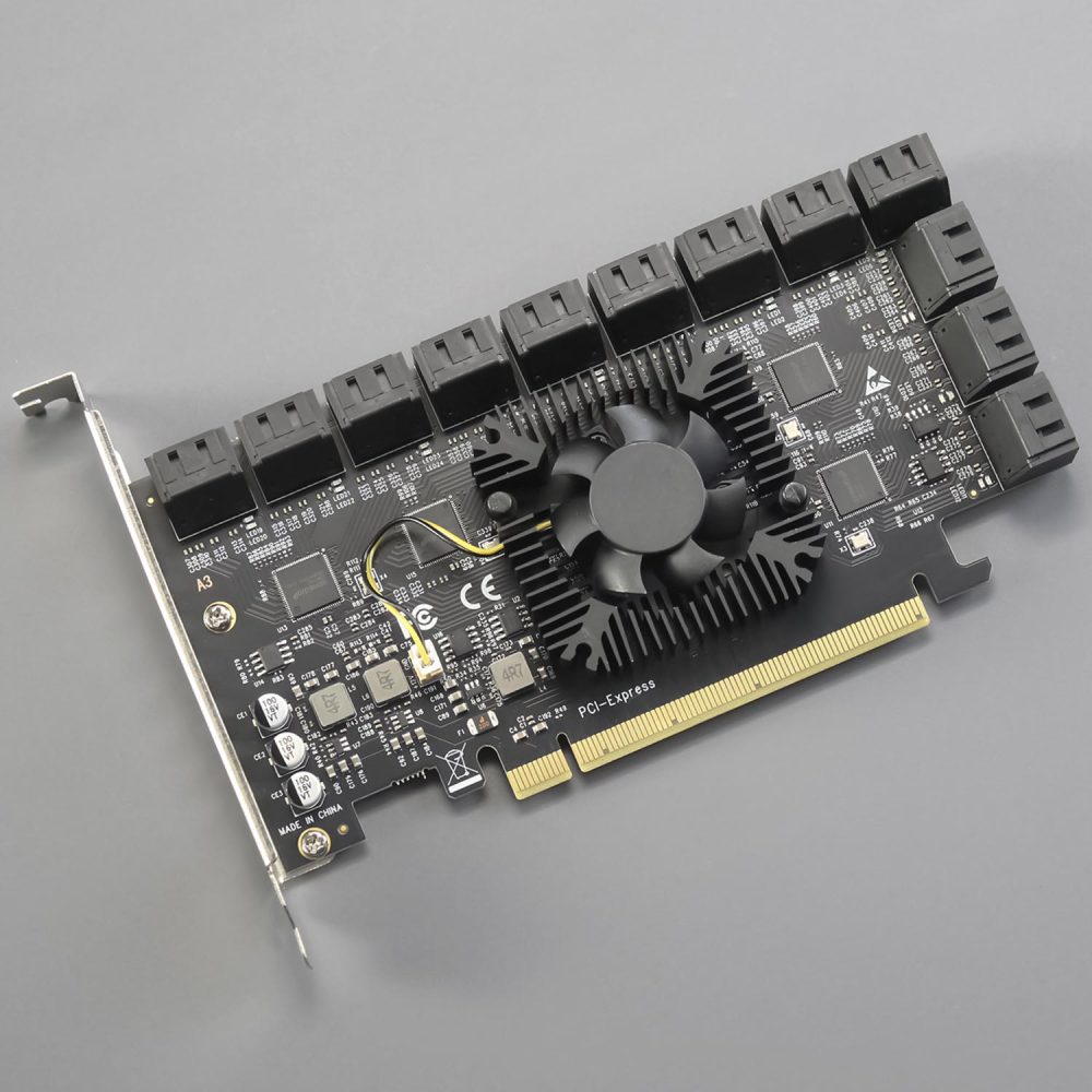 SA3824A 24-port PCIe 3.0 X8 SATA Expansion Card, Compatible with Windows,Linux,Mac OS,NAS