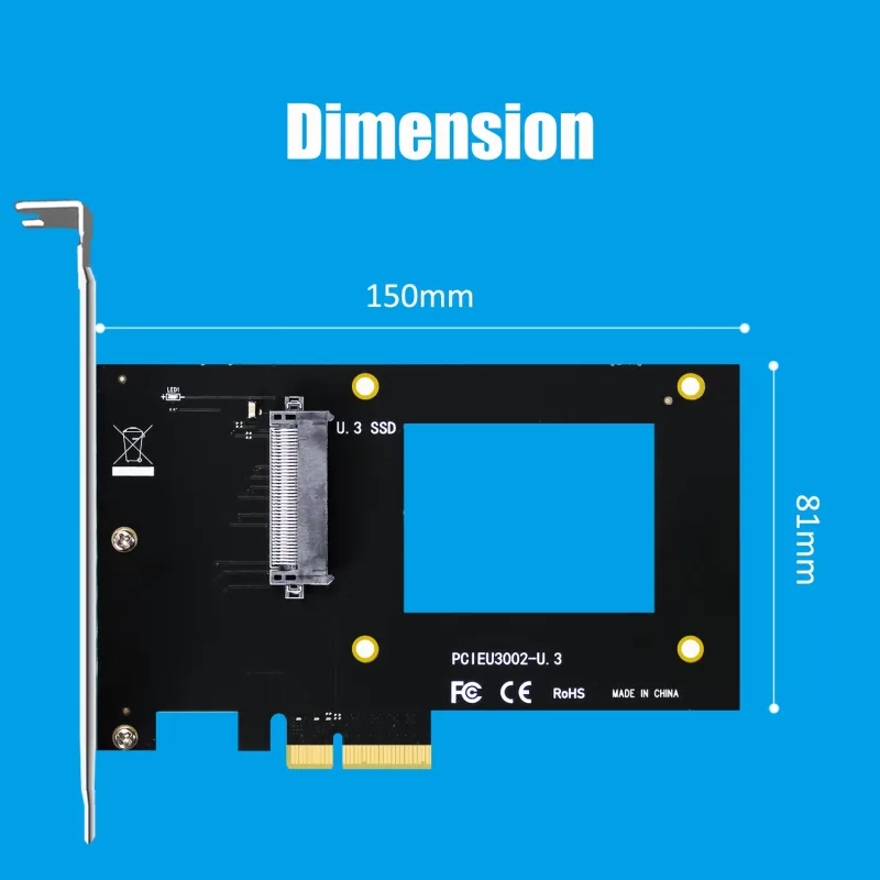 GLOTRENDS PU13 U.3 to PCIe 4.0 X4 Adapter for 2.5 Inch U.3 SSD, PCIe 4.0 X4 Full Speed