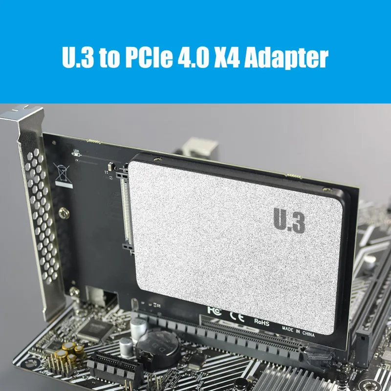 GLOTRENDS PU13 U.3 to PCIe 4.0 X4 Adapter for 2.5 Inch U.3 SSD, PCIe 4.0 X4 Full Speed