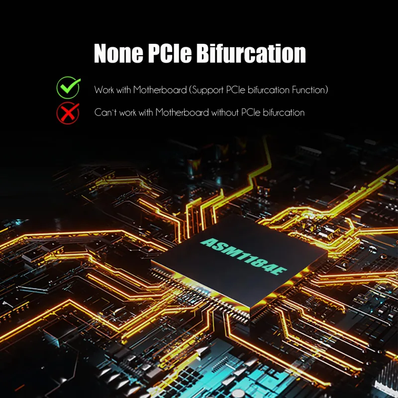 GLOTRENDS PU41 Quad U.2 SSD to PCIe 4.0 X16 Adapter Without PCIe Bifurcation Function (PCIe Bifurcation Motherboard is Required)