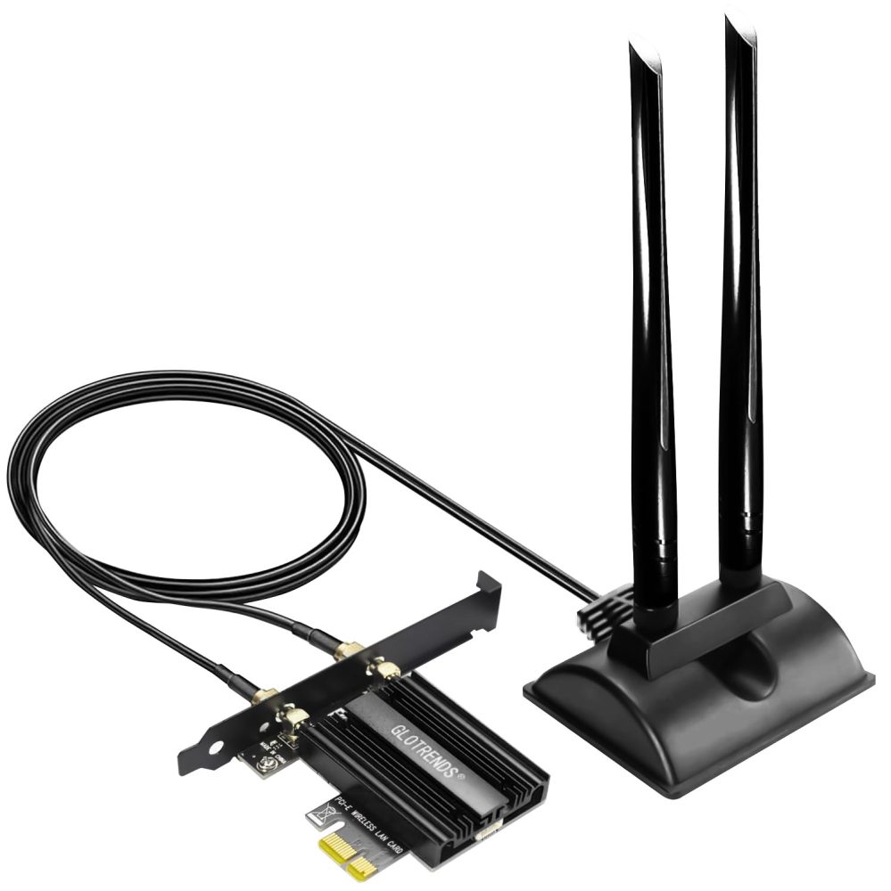 WiFi 5 Card with 2-Meter Extension Antenna for Desktop PC, Intel 7265 Chip, 802.11ac, Bluetooth 4.2, Support Windows 11/10/7/Linux, Support Intel/AMD Motherboard