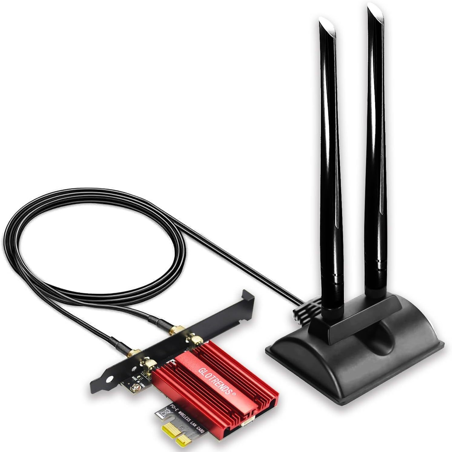 WiFi 6E Card with 2-Meter Extension Antenna for Desktop PC, Intel AX210 Chip, 802.11ax, Bluetooth 5.3, Support Windows 11/10/Linux, Support Intel/AMD Motherboard