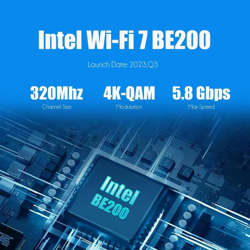 WiFi 7 Card with 2-meter Extension Antenna for Desktop PC, Intel BE200NGW Chip, 802.11be, Bluetooth 5.4, Tri-Bands, Support Windows 11/10/Linux (Only Support Intel Motherboard)