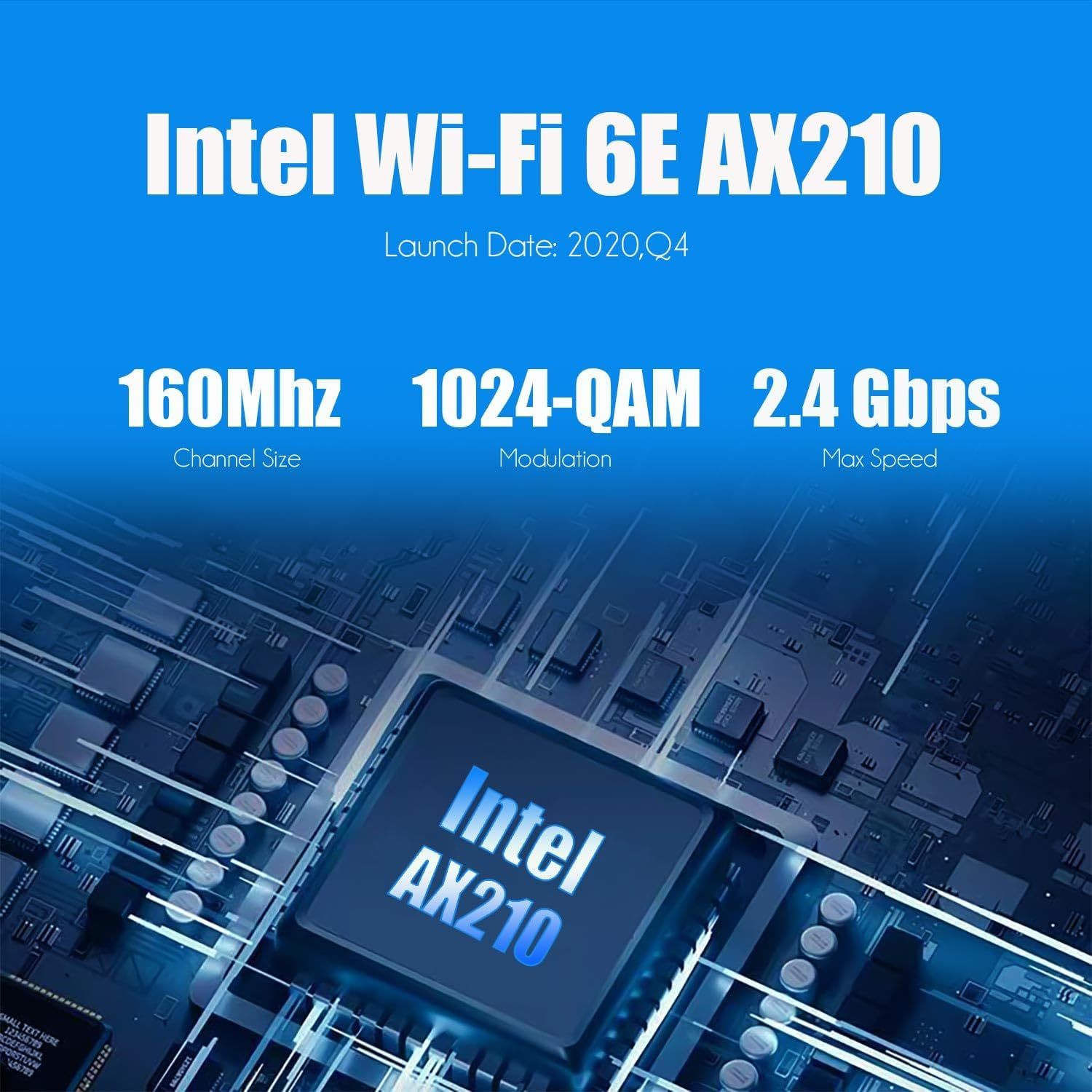 WiFi 6E Card with 2-Meter Extension Antenna for Desktop PC, Intel AX210 Chip, 802.11ax, Bluetooth 5.3, Support Windows 11/10/Linux, Support Intel/AMD Motherboard