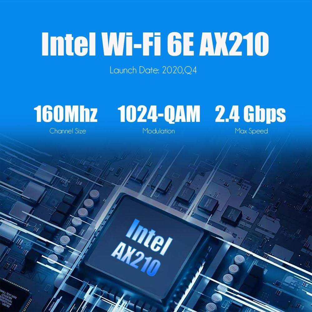 WiFi 6E Card with 2-Meter Extension Antenna for Desktop PC, Intel AX210 Chip, 802.11ax, Bluetooth 5.3, Support Windows 11/10/Linux, Support Intel/AMD Motherboard