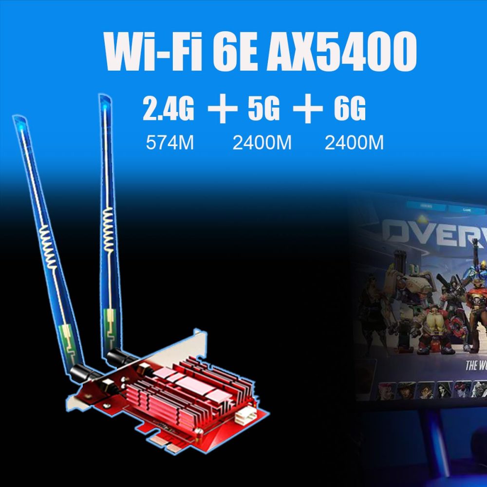 AX5400 WiFi 6E PCIe Card with Low-Profile Bracket for Desktop PC, Intel AX210 Chip, 802.11ax, Bluetooth 5.3, Support Windows 11/10/Linux, Not Support Mac OS/Windows 7/XP