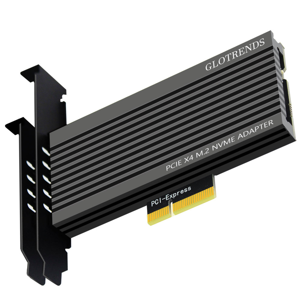 GLOTRENDS PA15 M.2 NVMe to PCIe 4.0 X4 Adapter for M.2 NVMe SSD, Extra Large Aluminum Heatsink, Regular and Low-Profile Bracket