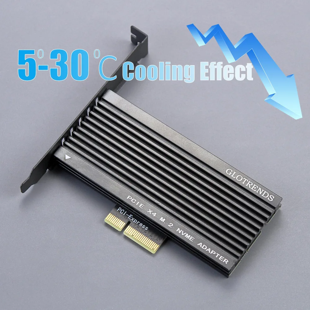 GLOTRENDS PA09-HS Adattatore da M.2 NVMe a PCIe 4.0 X4 con dissipatore