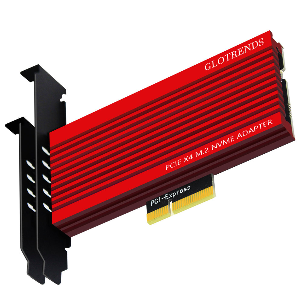 GLOTRENDS PA15 M.2 NVMe to PCIe 4.0 X4 Adapter for M.2 NVMe SSD, Extra Large Aluminum Heatsink, Regular and Low-Profile Bracket