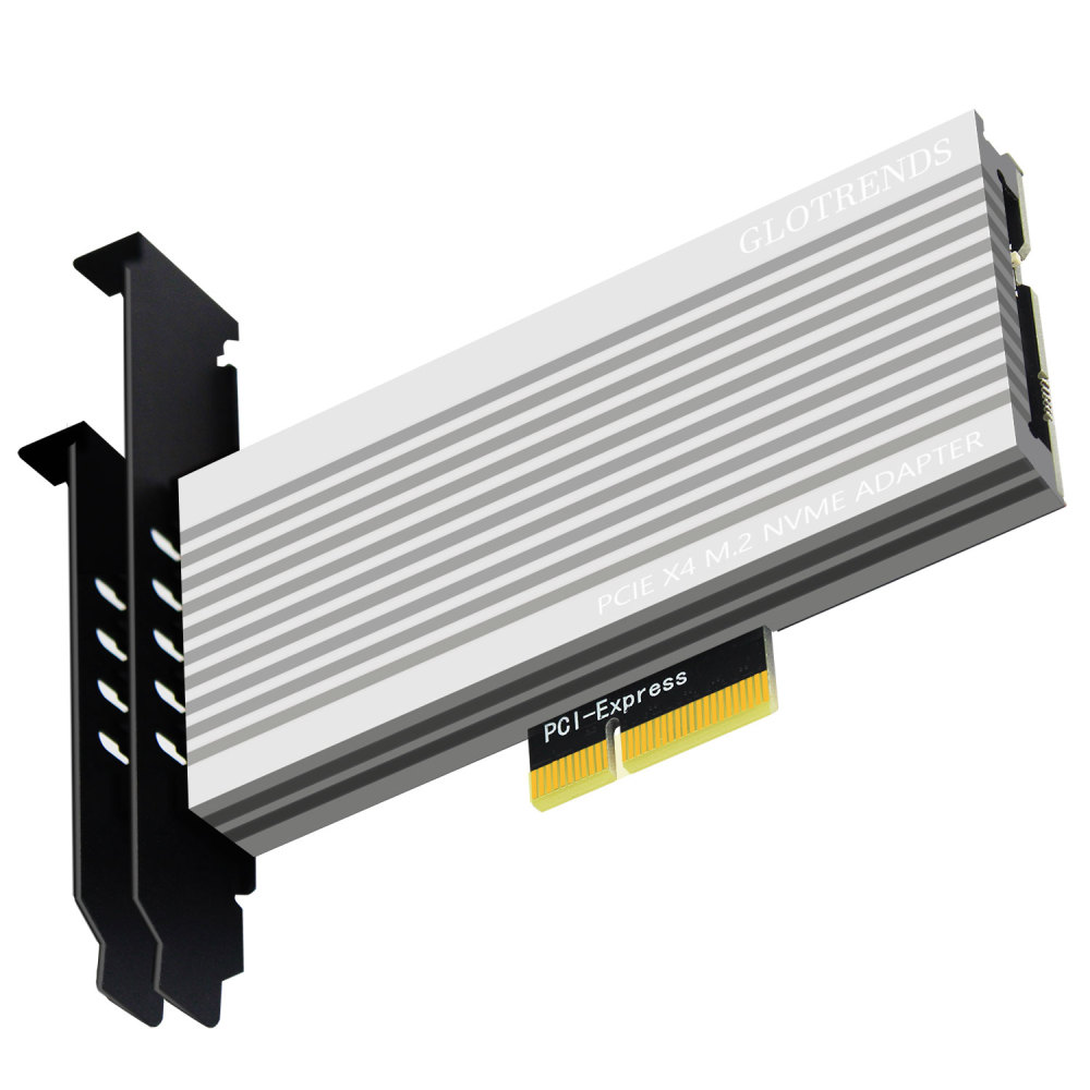 GLOTRENDS PA15 M.2 NVMe to PCIe 4.0 X4 Adapter for M.2 NVMe SSD, Extra Large Aluminum Heatsink, Regular and Low-Profile Bracket