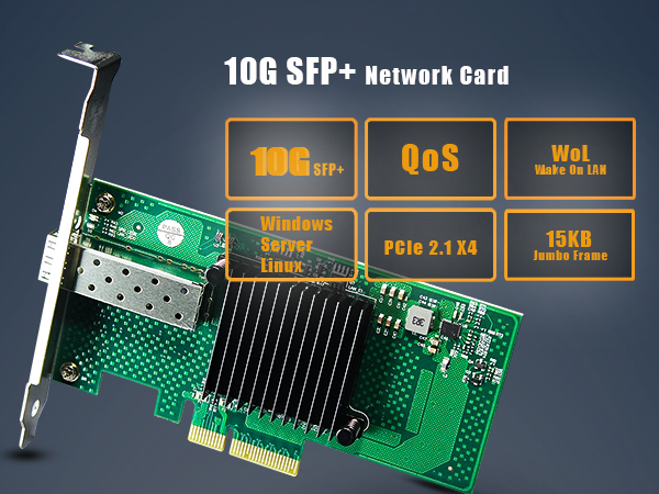 新品 GLOTRENDS ST7315 10Gb Intel 82599EN ST7315 10Gb SFP+ Network Card, PCIe 2.0 X4 Interface, Intel