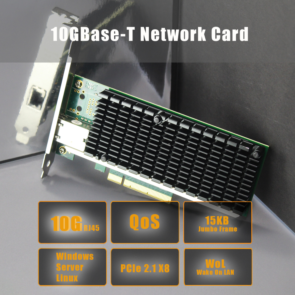 ST7215 10Gb PCI-E NIC Network Card, Single Copper RJ45 Port, Intel X540-AT1 Controller