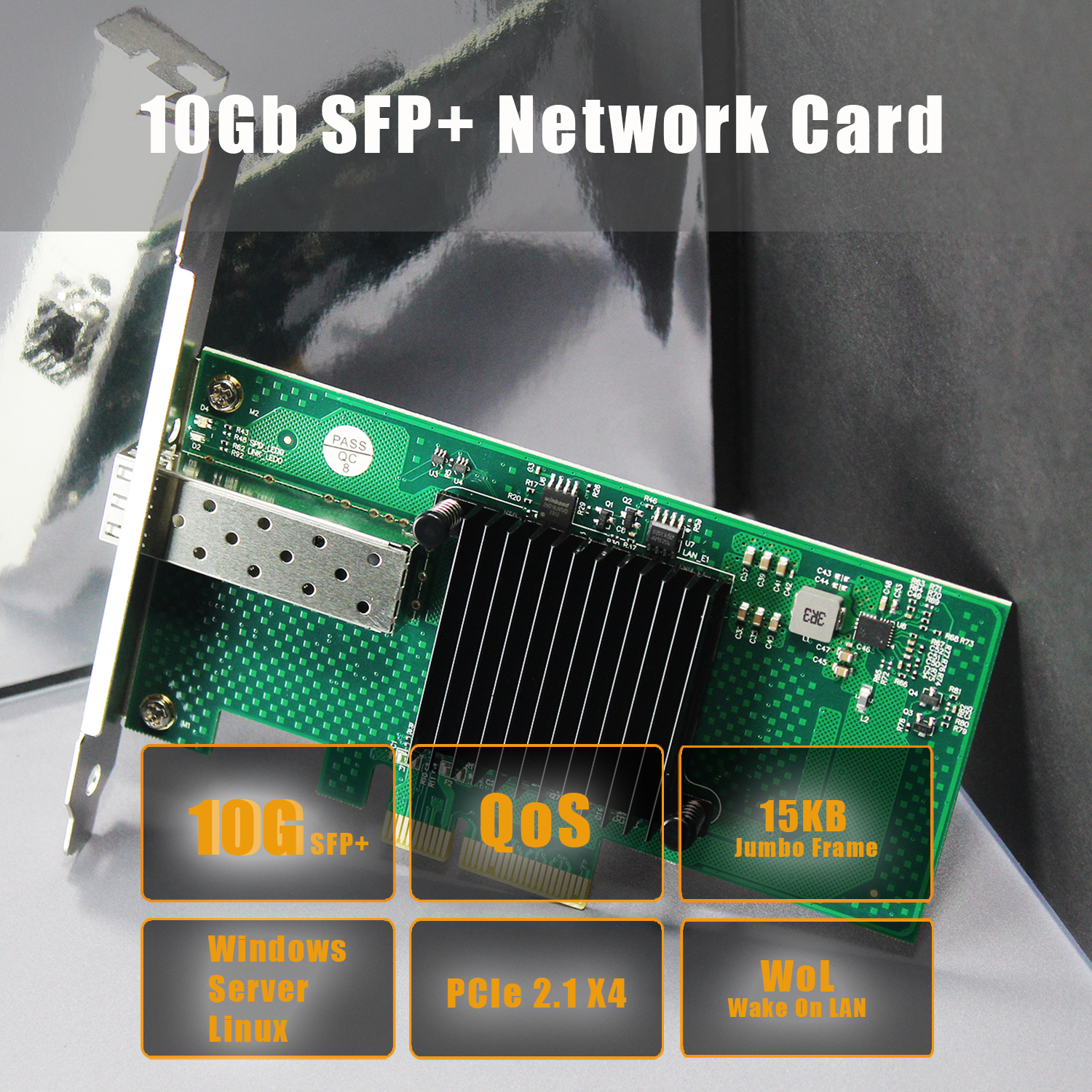 ST7315 10Gb SFP+ Network Card, PCIe 2.0 X4 Interface, Intel 82599EN Controller (X520-DA1)