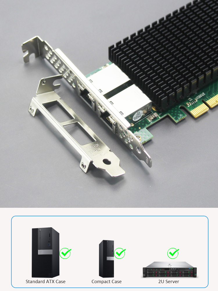 ST7318 2-Port 10Gb PCI-E Network Card, Copper RJ45 Port, Intel X540-AT2 Controller
