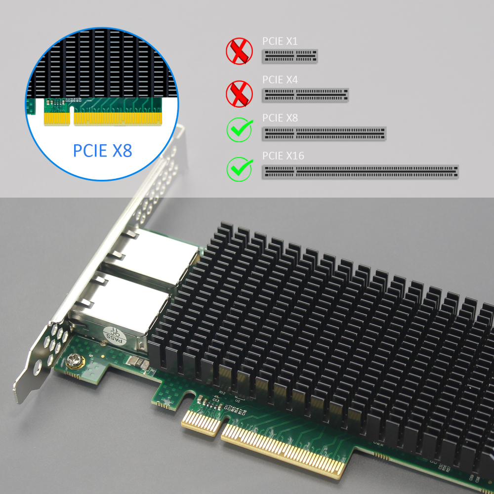 ST7318 2-Port 10Gb PCI-E Network Card, Copper RJ45 Port, Intel X540-AT2 Controller