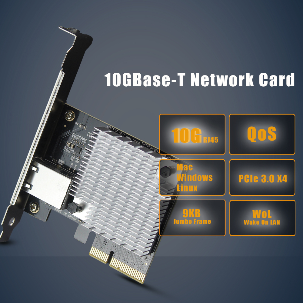ST7357 10Gb PCI-E NIC Network Card, Single Copper RJ45 Port, with Aquantia AQtion AQC107 Chip, Support MAC OS/Windows/Linux/ESX
