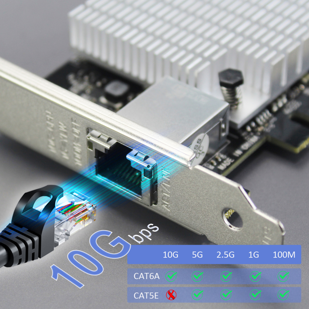ST7357 10Gb PCI-E NIC Network Card, Single Copper RJ45 Port, with Aquantia AQtion AQC107 Chip, Support MAC OS/Windows/Linux/ESX