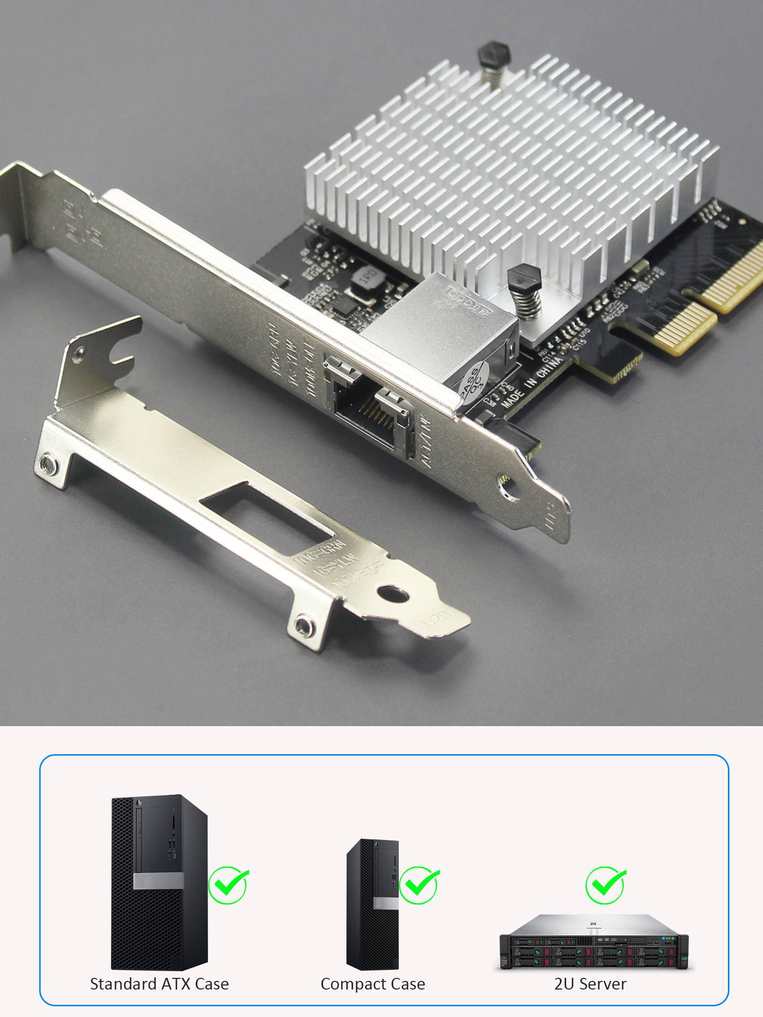 ST7357 10Gb PCI-E NIC Network Card, Single Copper RJ45 Port, with
