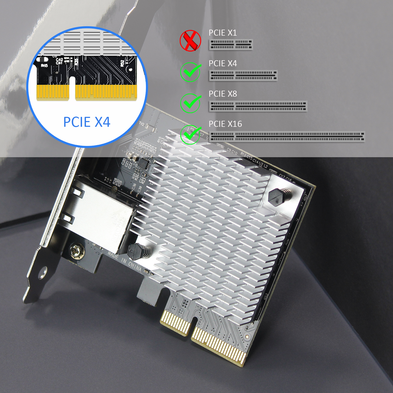 ST7357 10Gb PCI-E NIC Network Card, Single Copper RJ45 Port, with