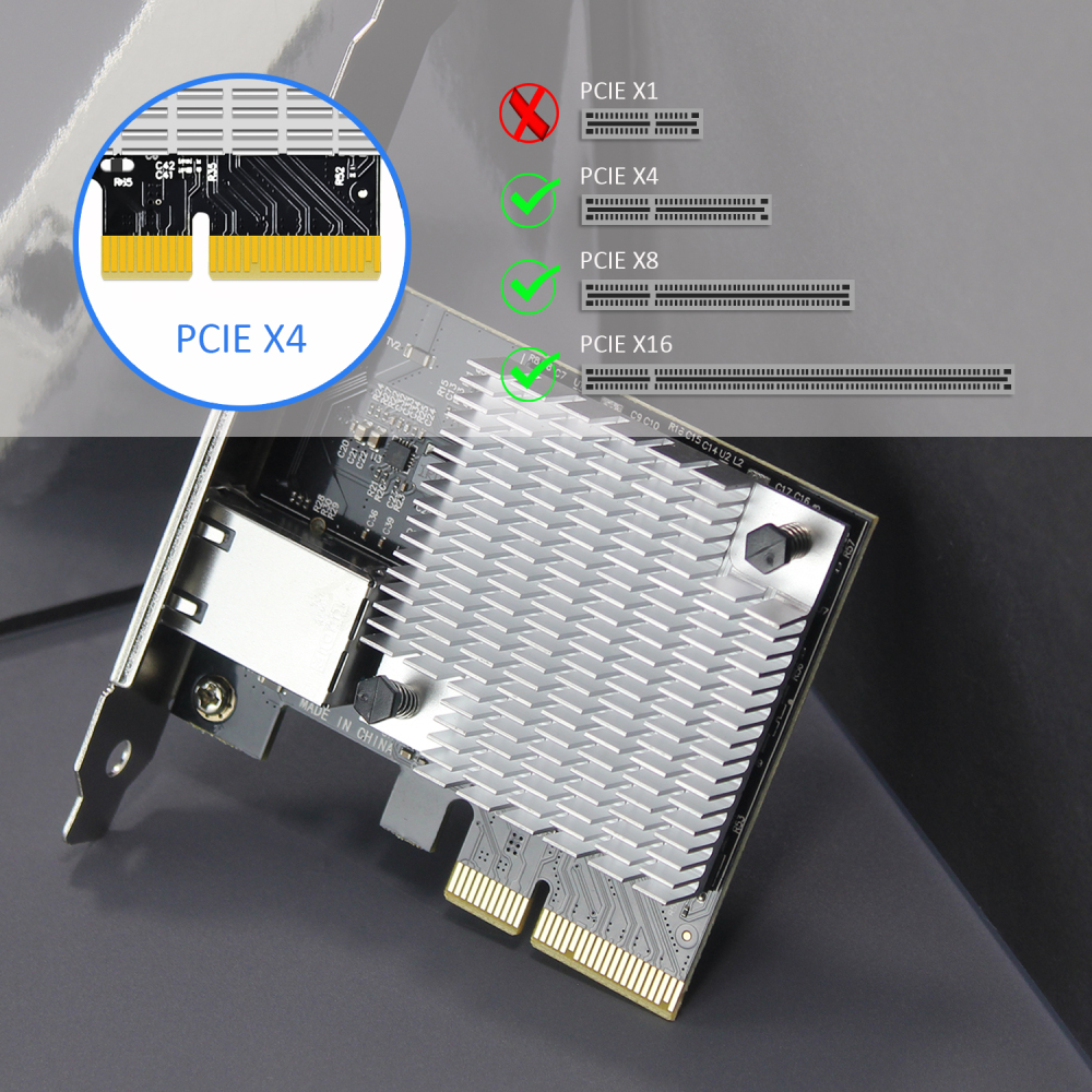ST7357 10Gb PCI-E NIC Network Card, Single Copper RJ45 Port, with Aquantia AQtion AQC107 Chip, Support MAC OS/Windows/Linux/ESX