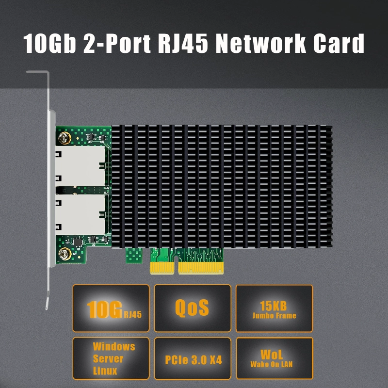 ST7368 2-Port 10Gb RJ45 Ethernet Network Card with Intel X550 Controller, PCIE 3.0 X4 Interface