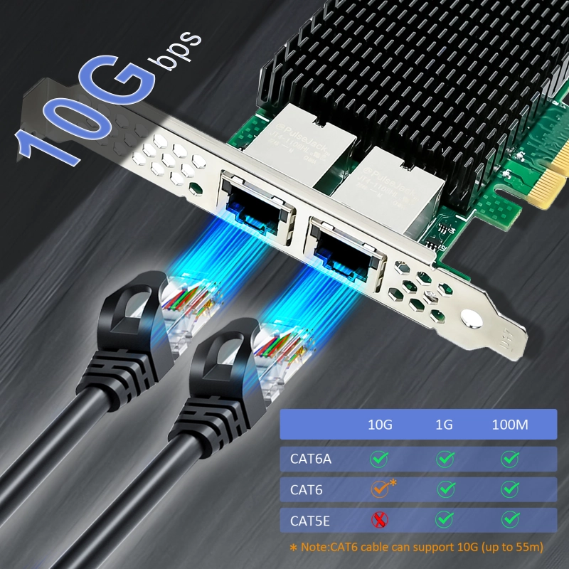 ST7368 2-Port 10Gb RJ45 Ethernet Network Card with Intel X550 Controller, PCIE 3.0 X4 Interface