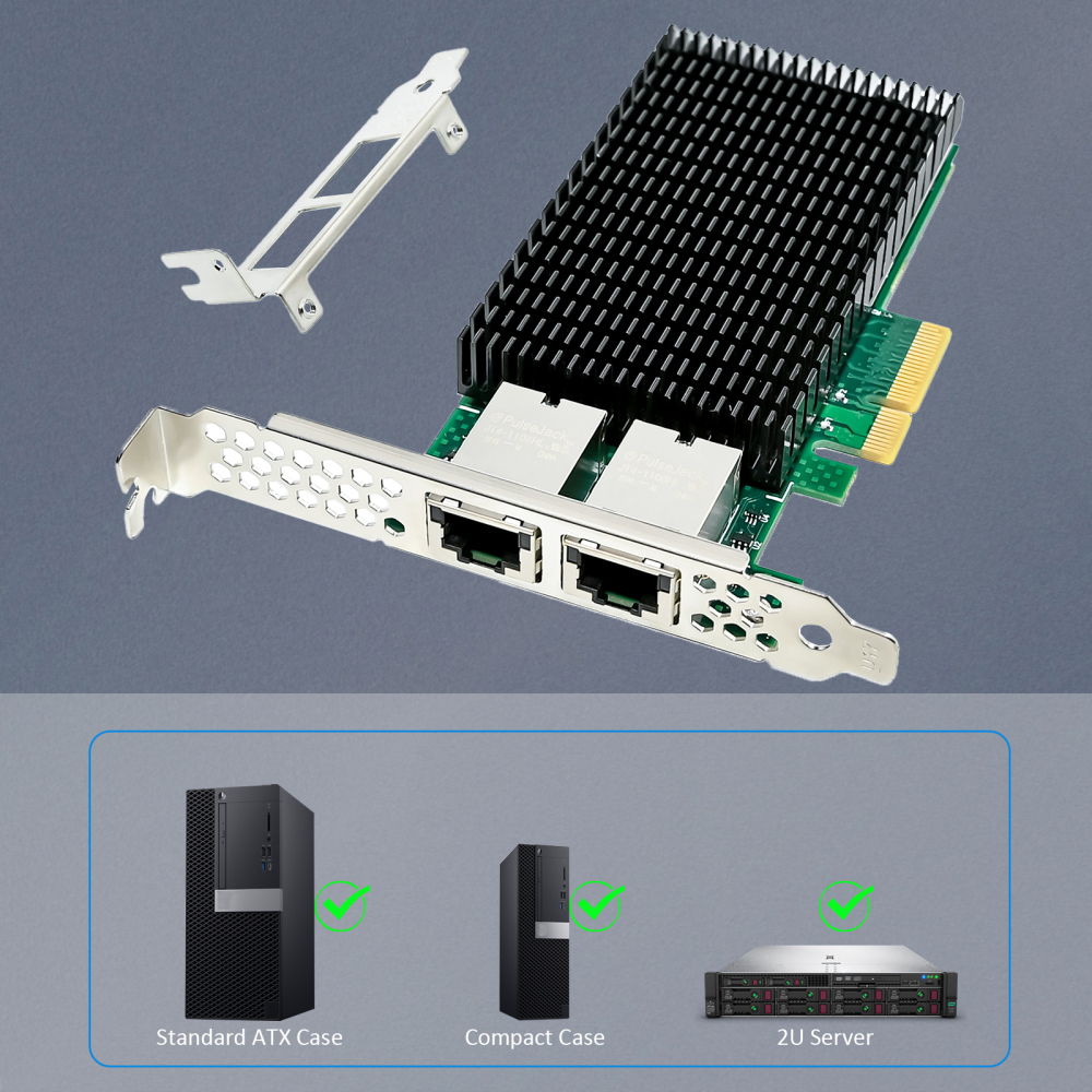 ST7368 2-Port 10Gb RJ45 Ethernet Network Card with Intel X550 Controller, PCIE 3.0 X4 Interface