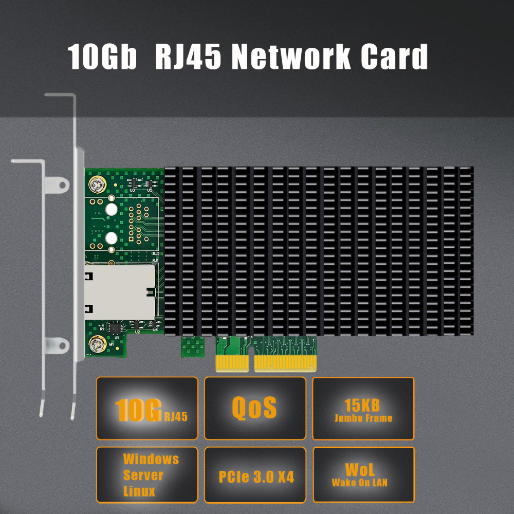 ST7381 10Gb RJ45 Ethernet Network Card with Intel X550 Controller, PCIE 3.0 X4 Interface