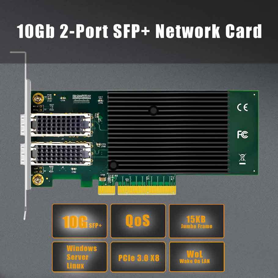 ST7218 2-Port 10Gb SFP+ Ethernet Network Card with Intel X710 Controller, PCIE 3.0 X8 Interface