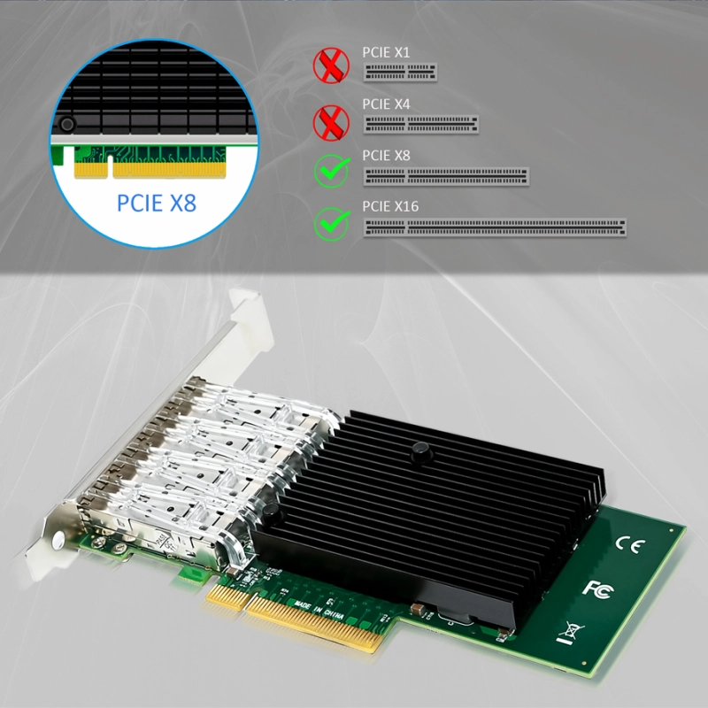 ST7219 4-Port 10Gb SFP+ Ethernet Network Card with Intel X710-BM1 Controller, PCIE 3.0 X8 Interface