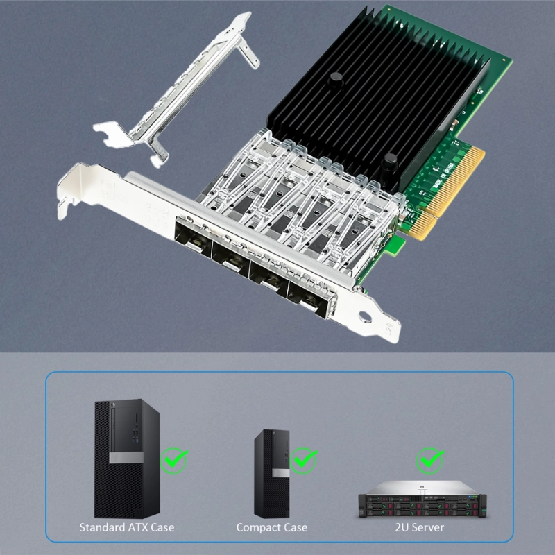 ST7219 4-Port 10Gb SFP+ Ethernet Network Card with Intel X710-BM1 Controller, PCIE 3.0 X8 Interface