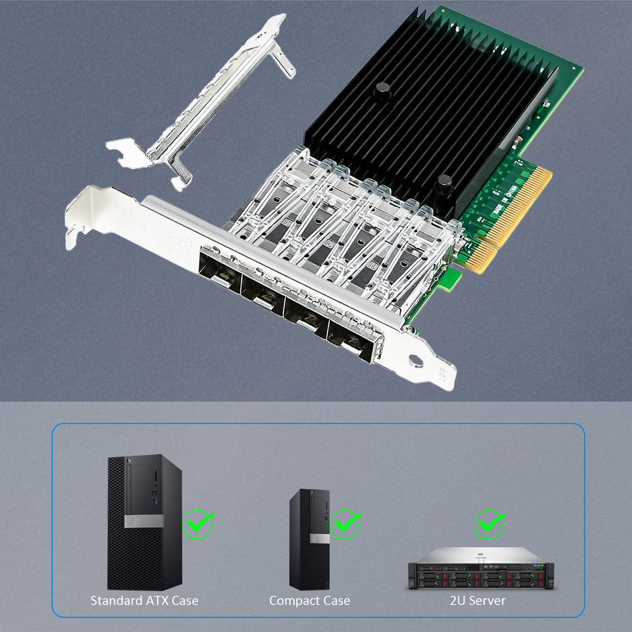 ST7219 4-Port 10Gb SFP+ Ethernet Network Card with Intel X710-BM1 Controller, PCIE 3.0 X8 Interface
