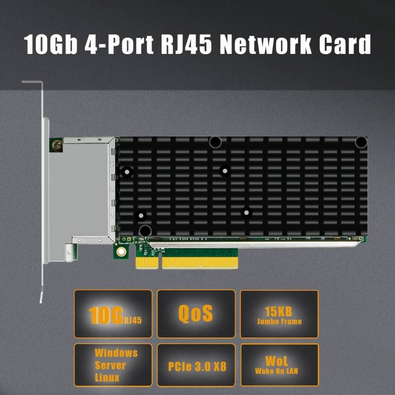 ST7223 4-Port RJ45 10Gb Ethernet Network Card with Intel X710 Controller, PCIE 3.0 X8 Interface