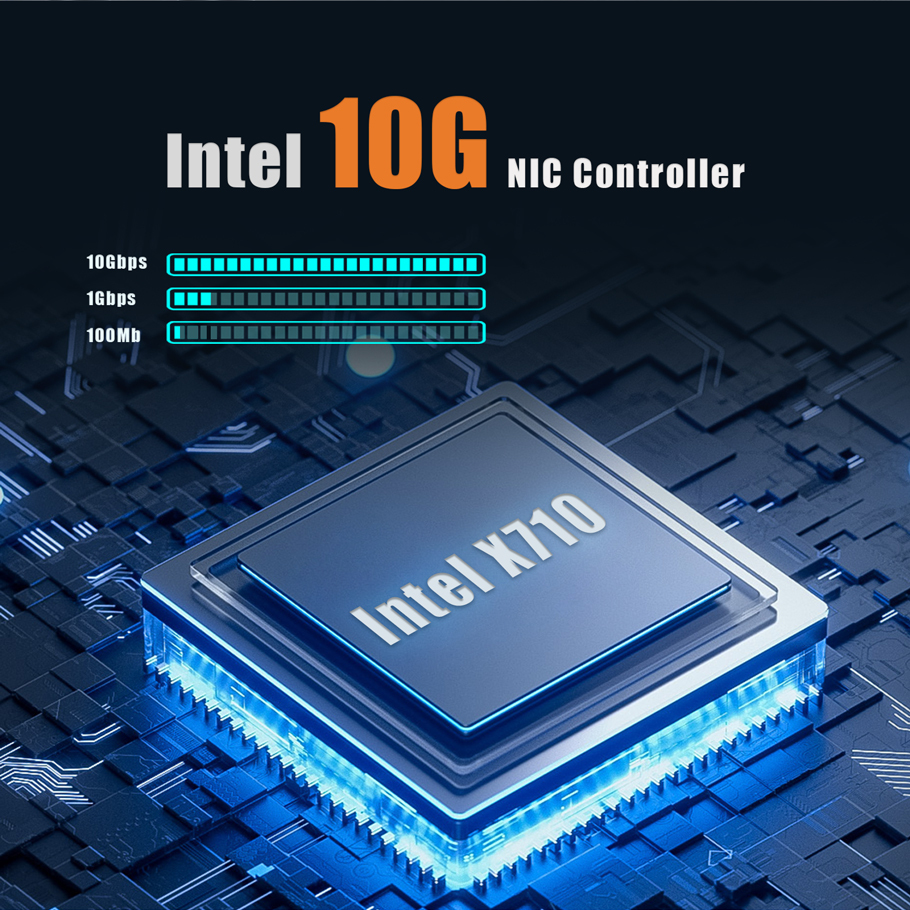 ST7223 4-Port RJ45 10Gb Ethernet Network Card with Intel X710 Controller, PCIE 3.0 X8 Interface
