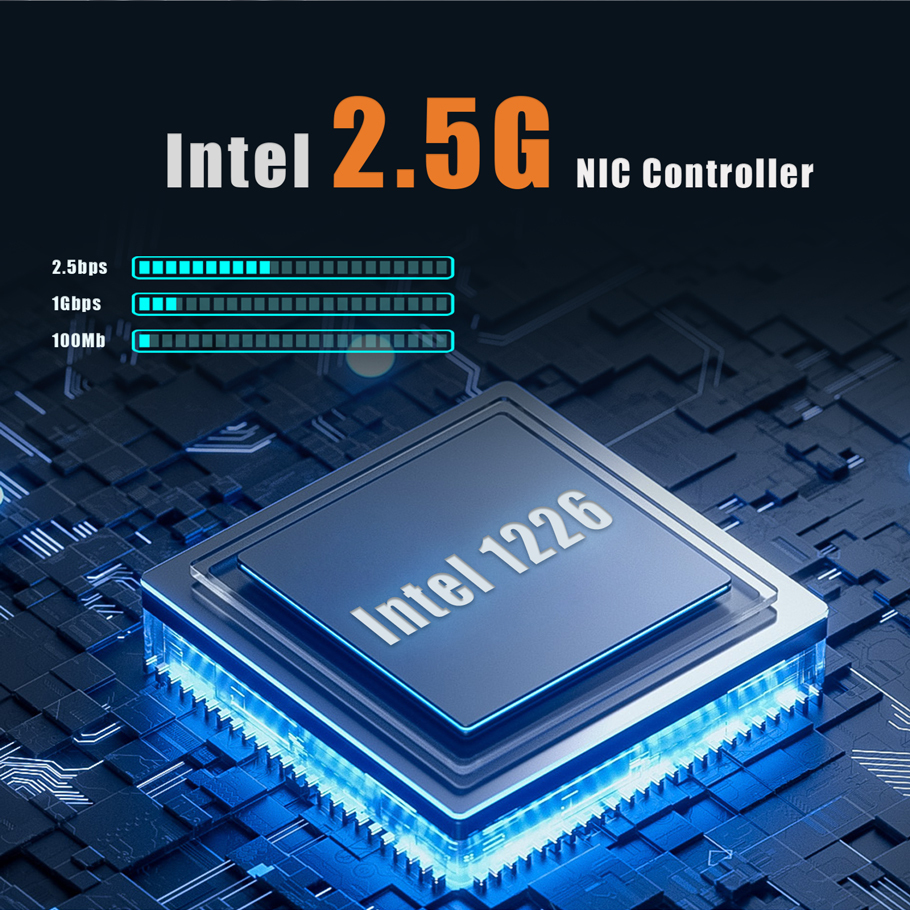 ST7419 4-Port RJ45 2.5Gb Ethernet Network Card with Intel 1226 Controller, PCIE 3.0 X4 Interface