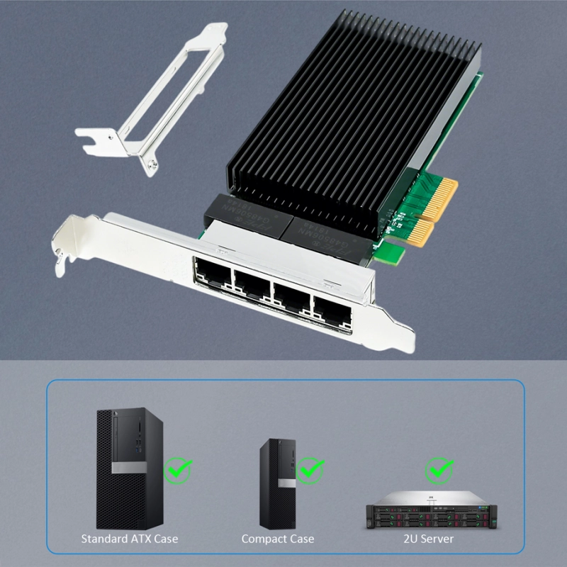 ST7419 4-Port RJ45 2.5Gb Ethernet Network Card with Intel 1226 Controller, PCIE 3.0 X4 Interface