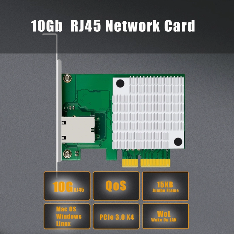 ST7443 10Gb RJ45 Ethernet Network Card with Marvell AQC113 Controller, PCIE 4.0 X1/3.0 X4 Interface