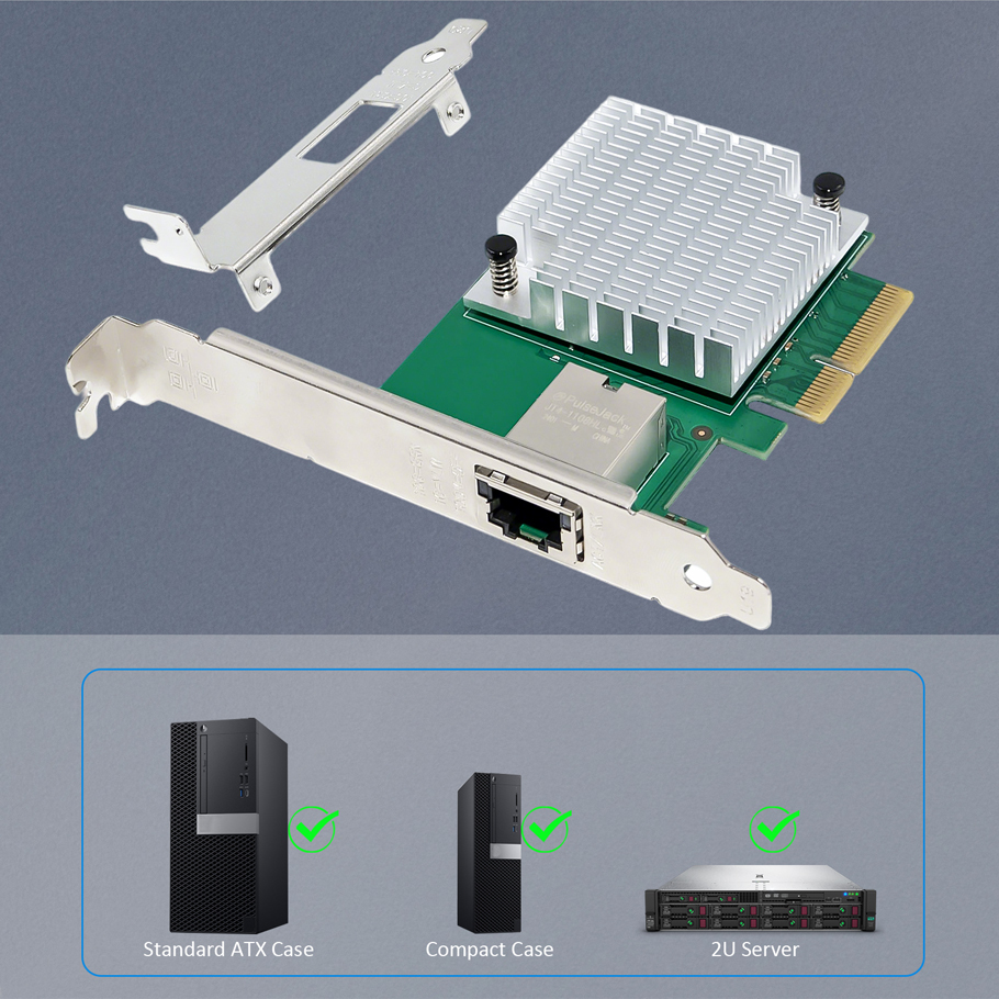 ST7443 10Gb RJ45 Ethernet Network Card with Marvell AQC113 Controller, PCIE 4.0 X1/3.0 X4 Interface