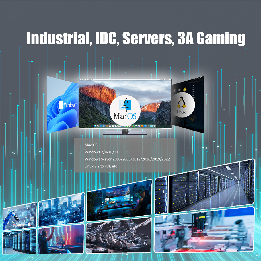 ST7443 10Gb RJ45 Ethernet Network Card with Marvell AQC113 Controller, PCIE 4.0 X1/3.0 X4 Interface