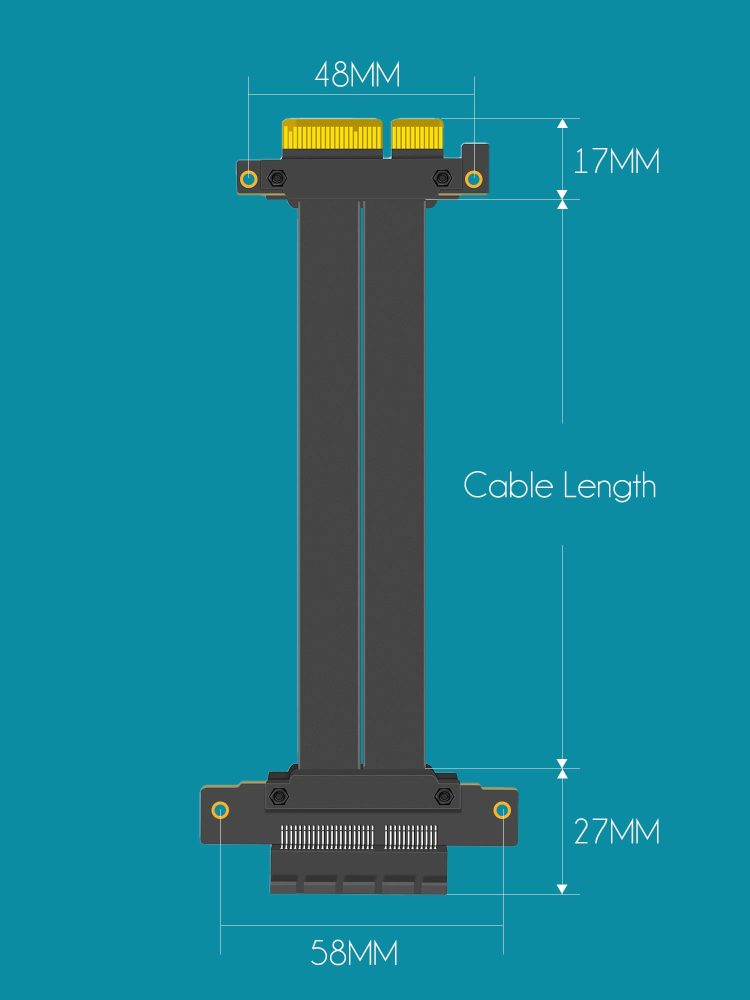 PCIE 3.0 X4 Riser Cable (0-180 degree conversion)