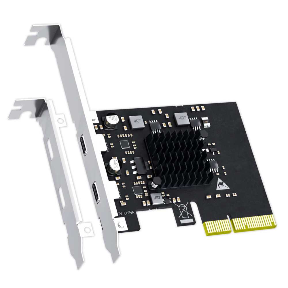 U3142C 2-port 10Gb USB 3.1 Gen2 Type-C to PCIE X4 Expansion Card with ASM 3142 Chip, Regular and Low-profible Bracket