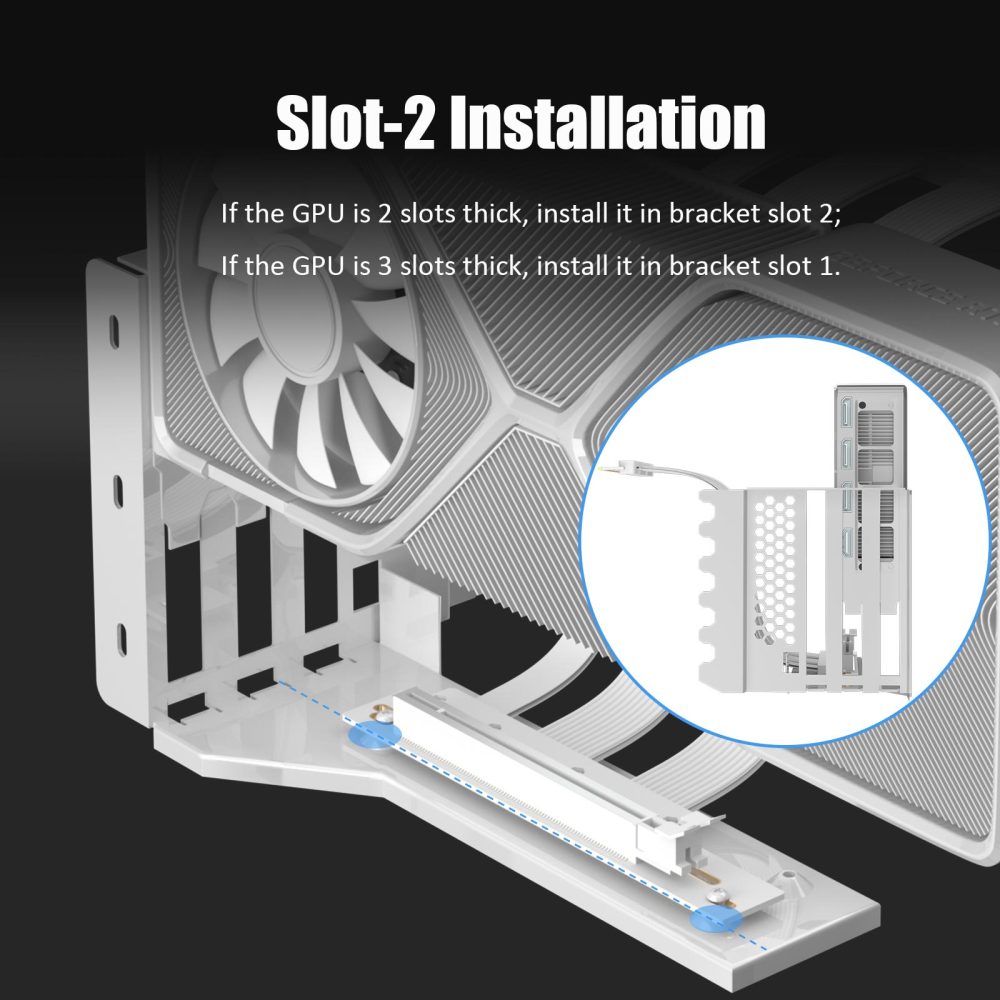 GLOTRENDS Vertical Graphics Card Support Bracket with 180mm PCIe 5.0 Riser Cable for 2-slot GPU Vertical Mount, Compatible with RTX5090 RTX4090 RX9070 RX7900
