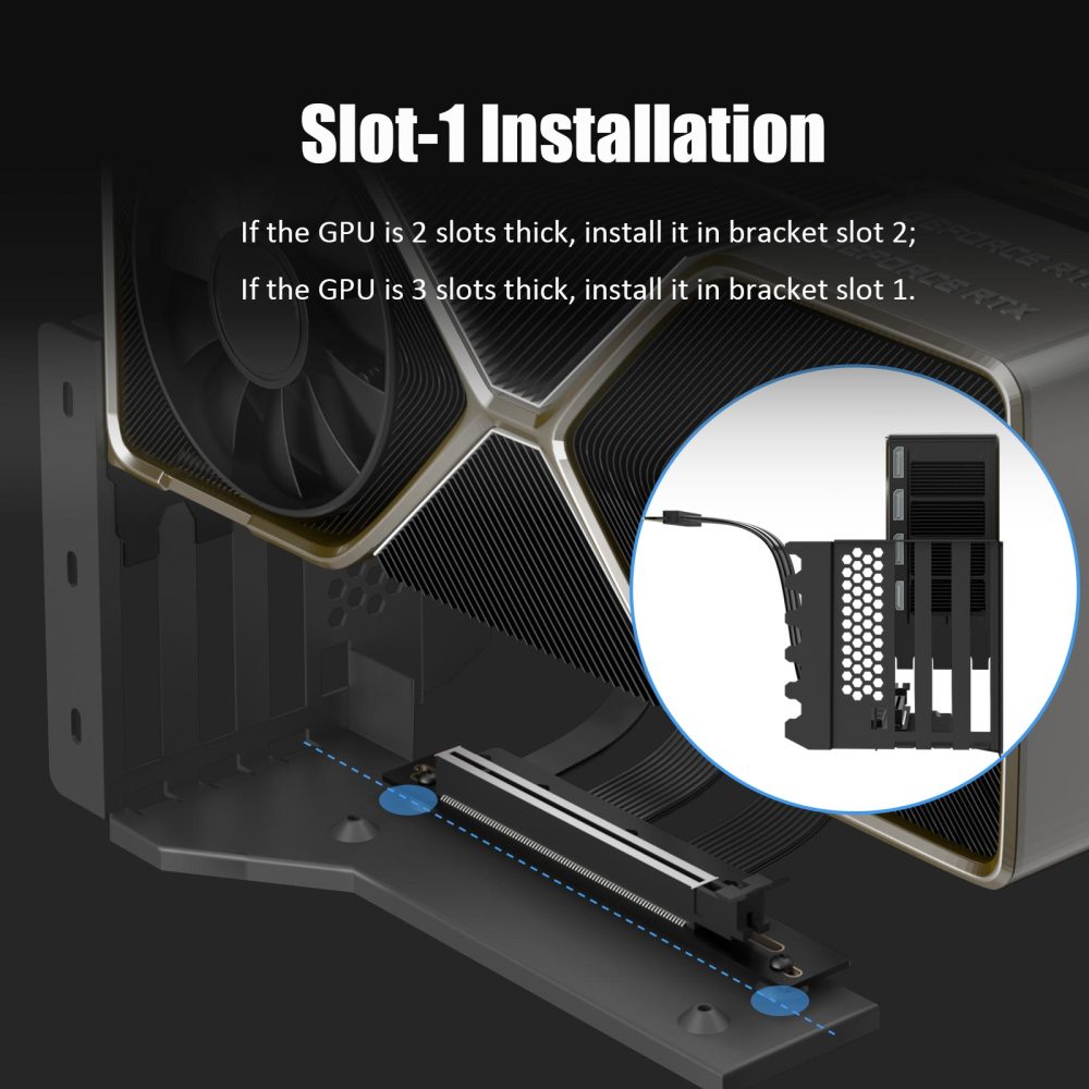 GLOTRENDS Vertical Graphics Card Support Bracket with 150mm PCIe 5.0 Riser Cable for 3-slot GPU Vertical Mount, Compatible with RTX5090 RTX4090 RX9070 RX7900