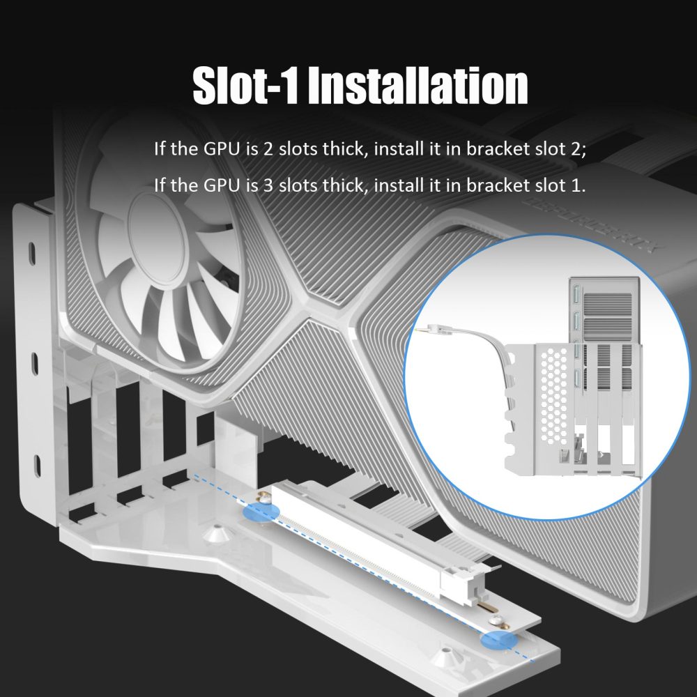 GLOTRENDS Vertical Graphics Card Support Bracket with 150mm PCIe 5.0 Riser Cable for 3-slot GPU Vertical Mount, Compatible with RTX5090 RTX4090 RX9070 RX7900