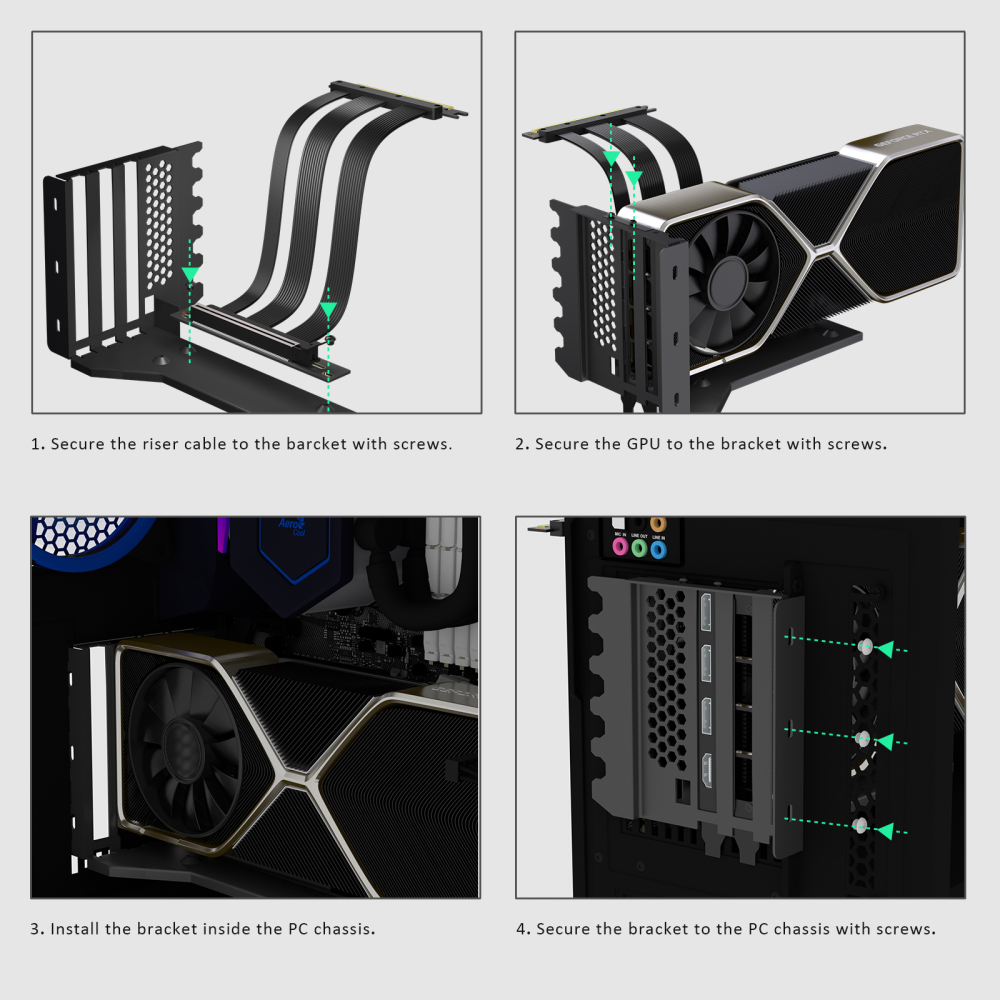 GLOTRENDS Vertical Graphics Card Support Bracket with 180mm PCIe 5.0 Riser Cable for 2-slot GPU Vertical Mount, Compatible with RTX5090 RTX4090 RX9070 RX7900