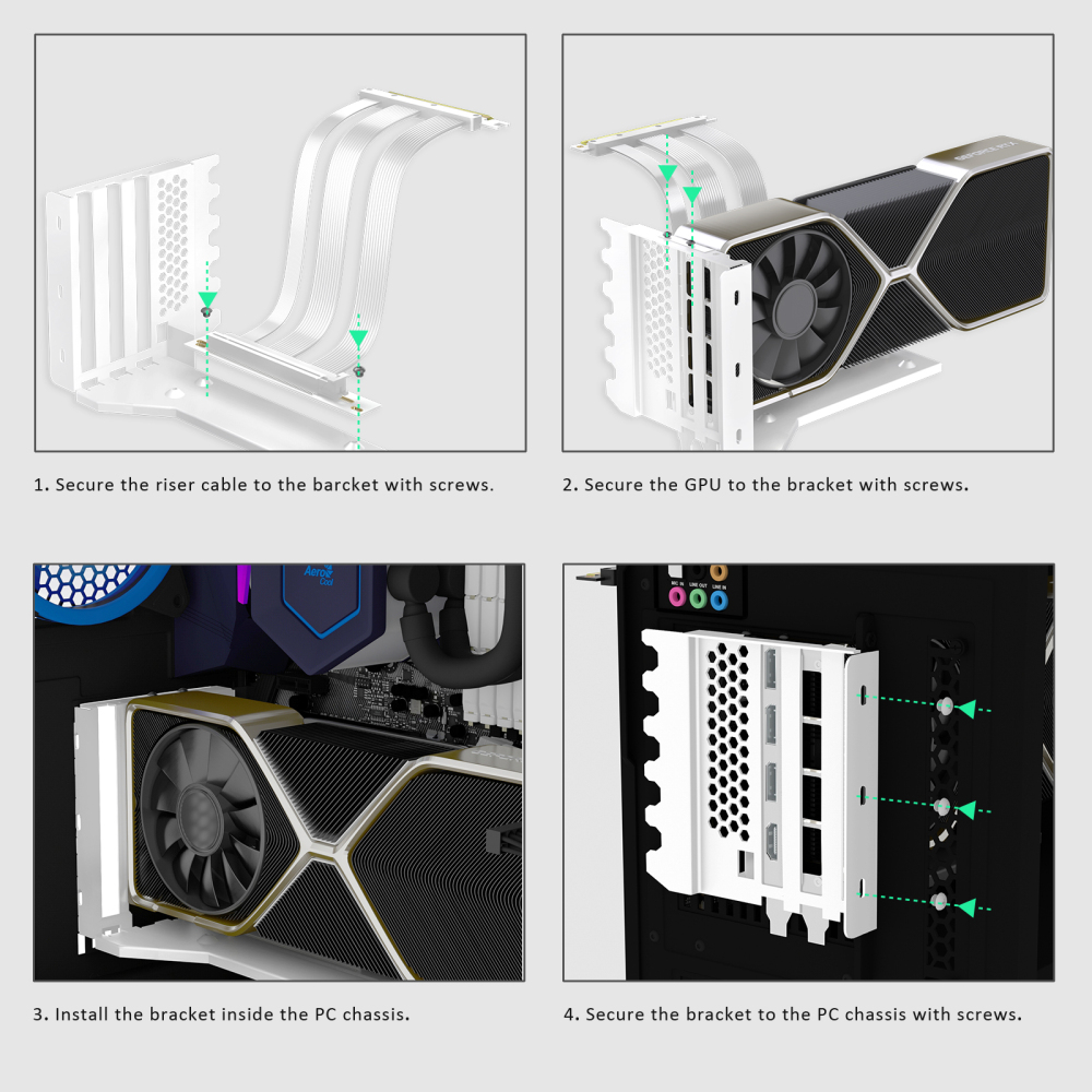GLOTRENDS Vertical Graphics Card Support Bracket with 180mm PCIe 5.0 Riser Cable for 2-slot GPU Vertical Mount, Compatible with RTX5090 RTX4090 RX9070 RX7900